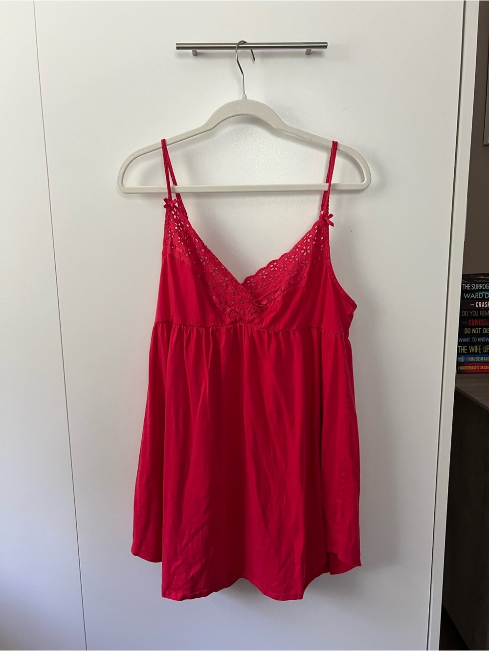 VINTAGE Victoria's Secret Bright Red Lace-Trim Camisole